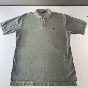 Polo Ralph Lauren Mens Size Large Green Polo Shirt Navy Pony Logo 100 % Cotton